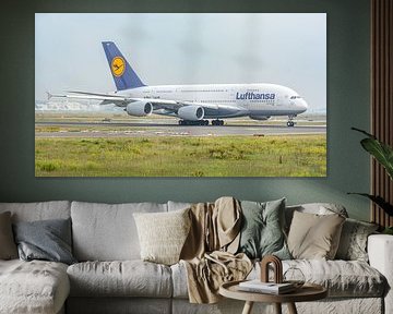Lufthansa Airbus A380 passagiersvliegtuig.