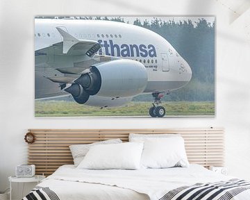 Lufthansa Airbus A380 passagiersvliegtuig.