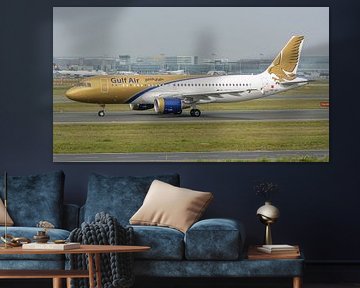 Airbus A320-200 de Gulf Air en route vers la piste d'atterrissage.