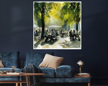 Sunny afternoon in beer garden by Vlindertuin-Art