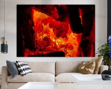 Glühende, heiße Glut in einem Kamin von de-nue-pic