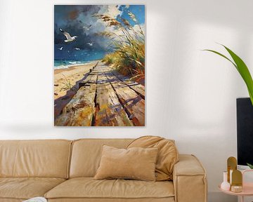 Gulls Over a Quiet Shore – Paysage marin sur Mellow Art