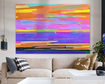 Kleurrijke zonsondergang boven zee