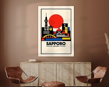 Sapporo Bauhaus Poster – Minimalist City Art by irgian firmansyah