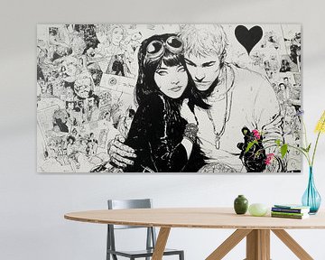 Liebe in einer Schwarz-Weiß-Collage