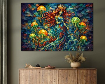 Unterwasserprinzessin mit Qualle von Linda de Klein