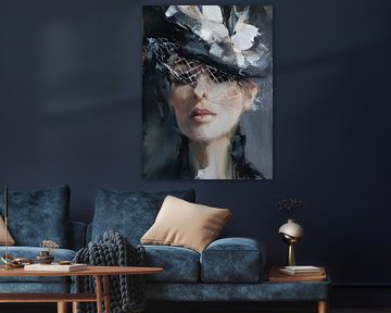 Hinter dem Netz | Porträt einer eleganten Dame von Lauren Wilde