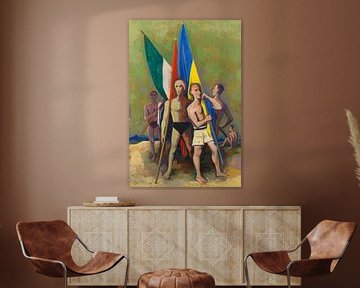 Karl Hofer, Jeunes hommes avec des drapeaux, 1935