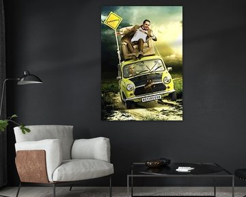 Herr Bohnenauto mit Humor