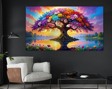 Tree of life - tree of life with far-reaching branches and deep-rooted strength, symbolising time and the quiet balance between root, trunk and crown