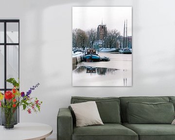 Hiver sur le Harlingervaart surplombant Oldehove sur Thea.Photo