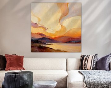 Skandinavische Retro Landschaft Braun Bronze von Mad Dog Art