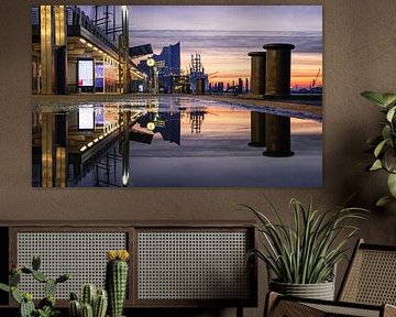 Lever de soleil sur les débarcadères de Hambourg