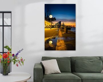 Lever de soleil sur les débarcadères de Hambourg