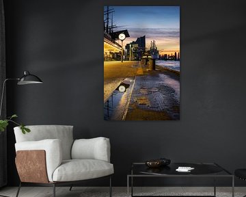 Lever de soleil sur les débarcadères de Hambourg