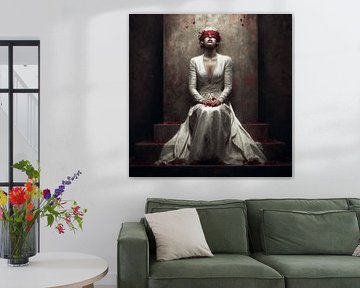 Die weiße Braut auf dem Thron - Unterwerfung mit Rosen