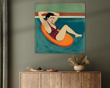 Rustige popartscène aan het zwembad