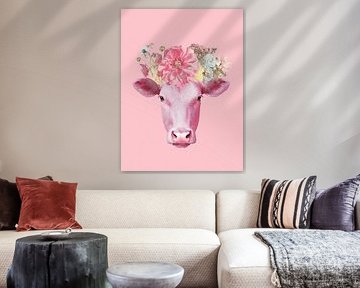 Bloemen Roze Koe Portret van Mosaic Dialogue