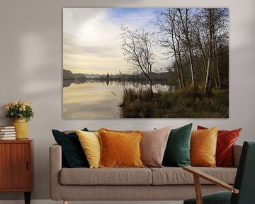 Schwackenreuter Seen lakeside landscape near Mühlingen on a November morning