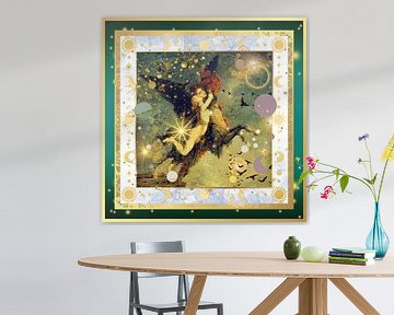 S.F. Neu bearbeitete Version der Chimäre von Gustave Moreau mit grünem Rand von Silver Fox Art Decor