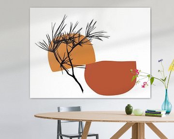 Branche de pin avec des tons de terre