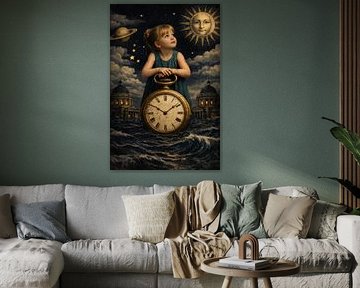 Kind der Zeit unter dem kosmischen Himmel