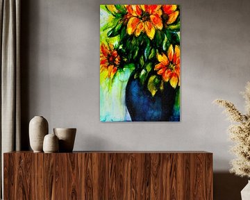 Goldgelbe Sonnenblumen. Inspiriert von Vincent van Gogh.