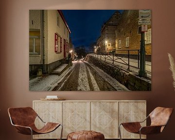 Elsloo in the evening in winter with snow