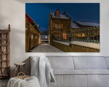 Elsloo in the evening in winter with snow