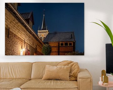 Elsloo le soir en hiver avec de la neige