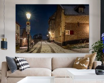 Elsloo le soir en hiver avec de la neige