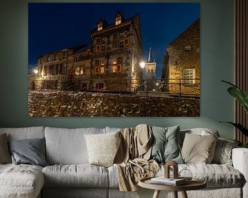 Elsloo le soir en hiver avec de la neige