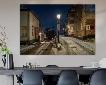 Elsloo le soir en hiver avec de la neige