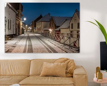 Elsloo le soir en hiver avec de la neige