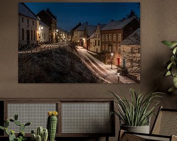 Elsloo le soir en hiver avec de la neige