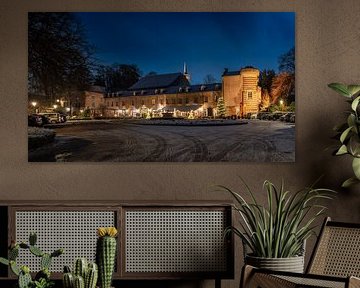 Elsloo le soir en hiver avec de la neige