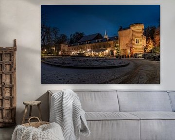 Elsloo le soir en hiver avec de la neige