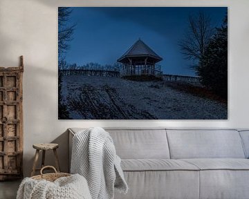 Elsloo le soir en hiver avec de la neige