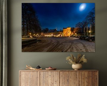 Elsloo le soir en hiver avec de la neige