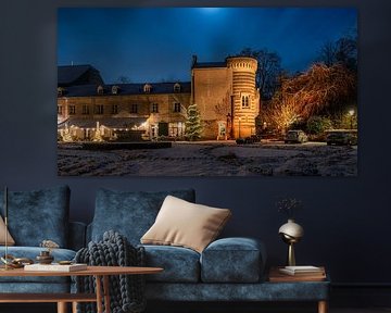 Elsloo le soir en hiver avec de la neige