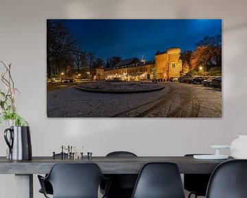 Elsloo le soir en hiver avec de la neige