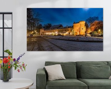 Elsloo le soir en hiver avec de la neige