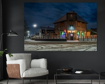 Elsloo le soir en hiver avec de la neige