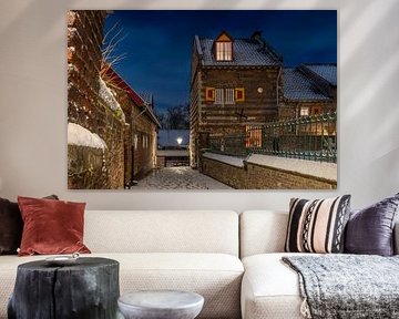 Elsloo le soir en hiver avec de la neige