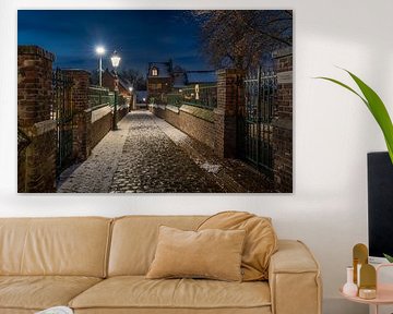 Elsloo le soir en hiver avec de la neige