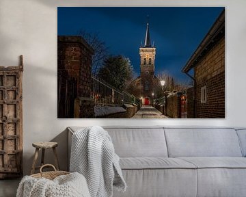 Elsloo le soir en hiver avec de la neige