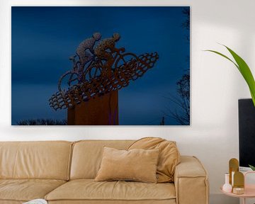 Elsloo le soir en hiver avec de la neige