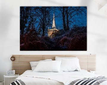 Elsloo le soir en hiver avec de la neige