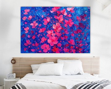 Roze bloesems met contrast