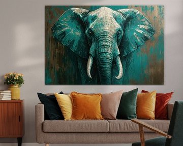 Frontales Elefantengesicht mit Textur von Imperial Art House